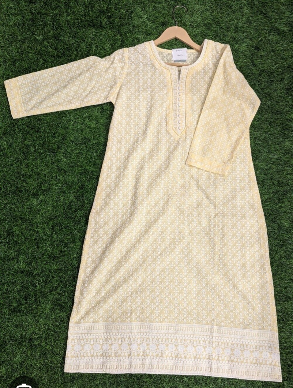Zola Yellow Embroidered Kurta Nightgown - Lightweight Pajama Dress XL